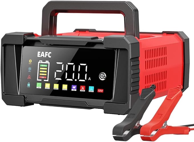 Draagbare Acculader - Auto Accu Oplader - Voertuig Onderhoud - 9-Traps Opladen - 20 A - Rood