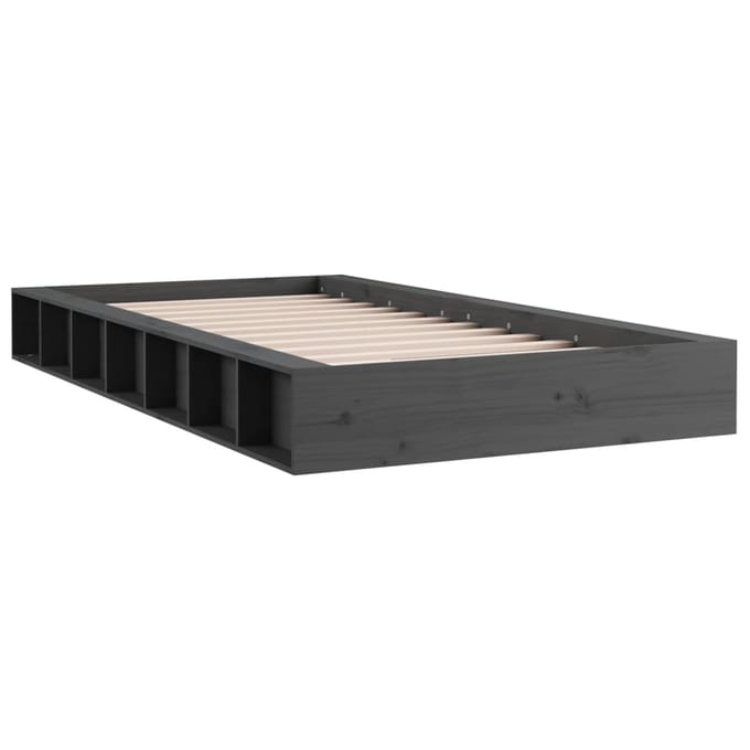 vidaXL - Bedframe - massief - hout - grijs - 75x190 - cm