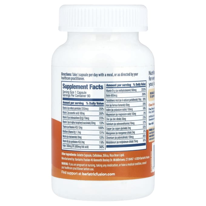 Bariatrische Fusion, Multivitamine met IJzer, 90 Capsules