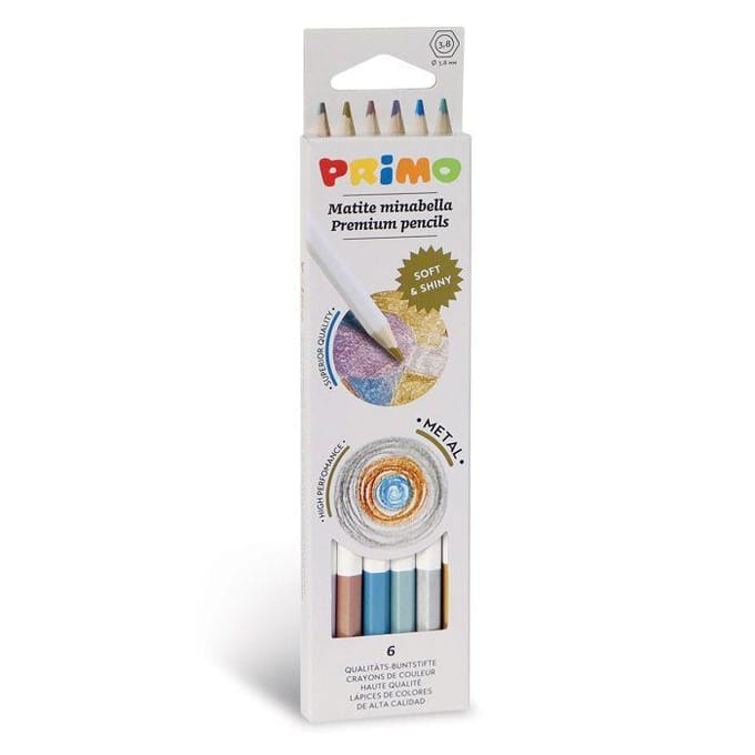 Crayons de couleur - Minabella - Métallique - Hexagonaux - Ø 3,8 mm - 6 couleurs