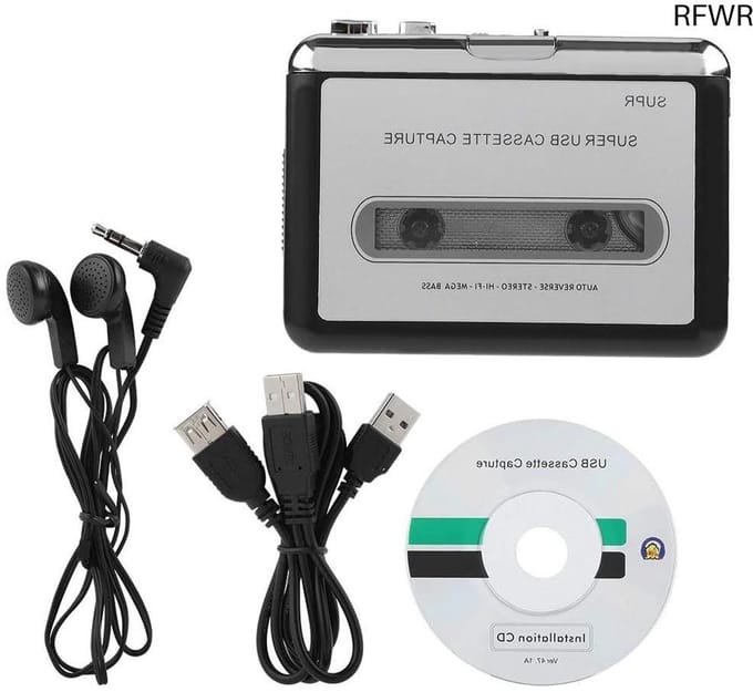 RFWR® Draagbare USB Cassettespeler en Converter naar MP3