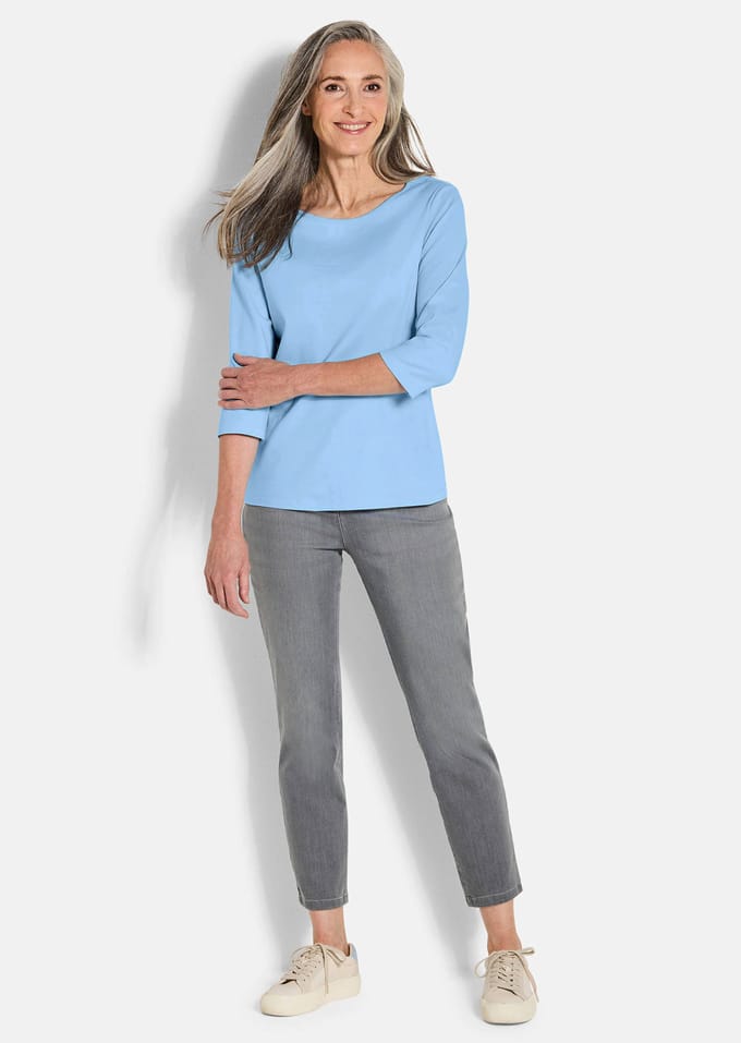 Basic shirt van interlock-jersey - lichtblauw - Gr. 52 van Goldner Fashion