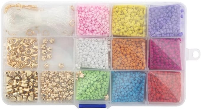 Creative Craft Group Beads in Storage Box - 9 Colors + Wire
