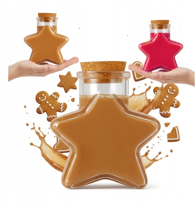 Bimberek STAR Serie - Decoratieve Glazen Fles - 280ml - Stervorm - Kurkstop