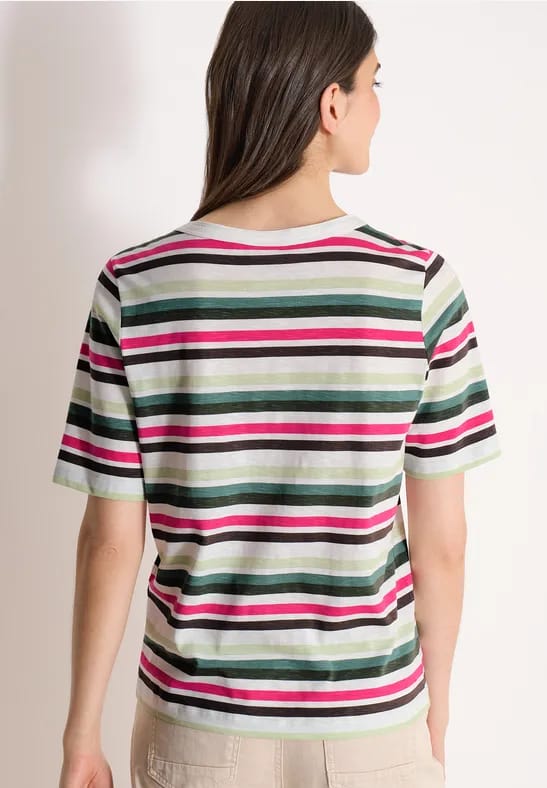 Shirt met korte mouwen en meerkleurige strepen