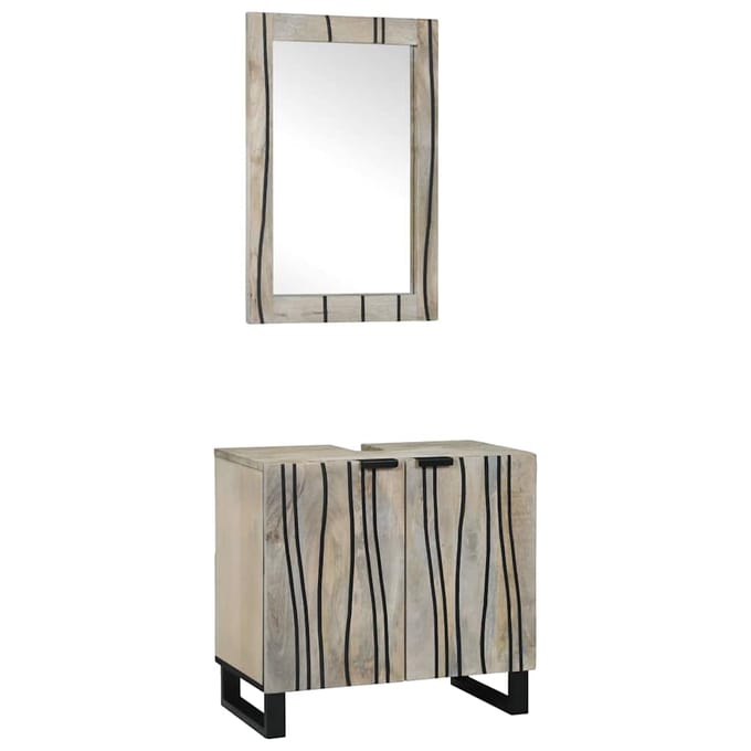 vidaXL - Badkamerkast - set - 2 - st - Wit - Massief - Mango - Hout