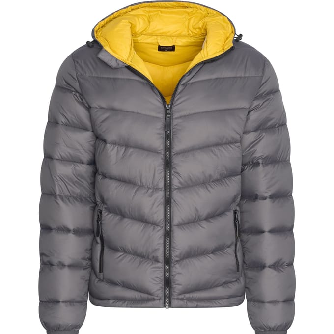 Cappuccino Italia - Heren Jas Hooded Puffer Jacket - Grijs - Maat XL
