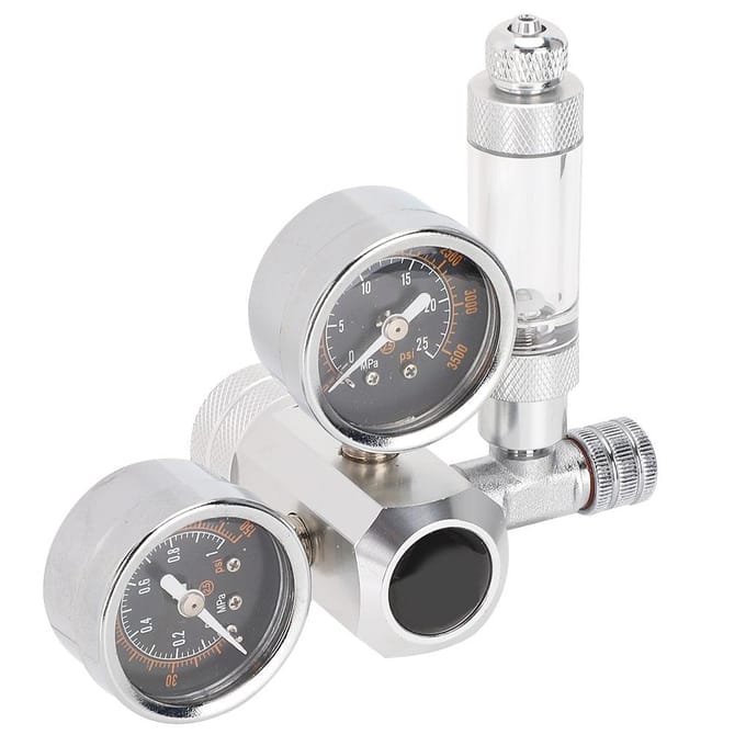 CO2 Regulator Aquarium Dubbele Manometer Weergave met Bellenteller en Terugslagklep(W21.8) black