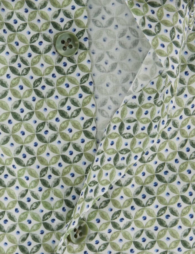 Modern fit groen geprint overhemd Ledub 100% katoen