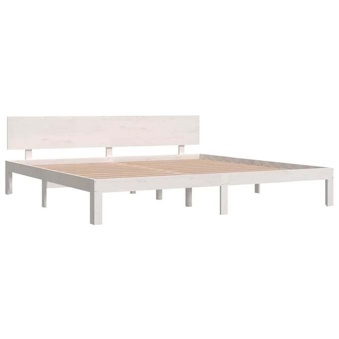 vidaXL - Bedframe - massief - grenenhout - wit - 200x200 - cm
