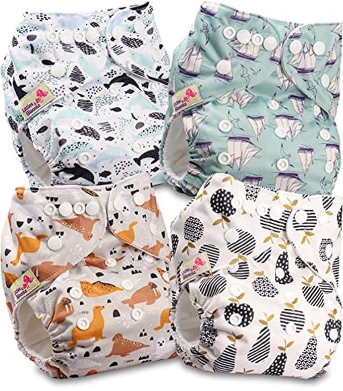 Herbruikbare Baby Pocketluier Met Drukknoop - 4 Luiers