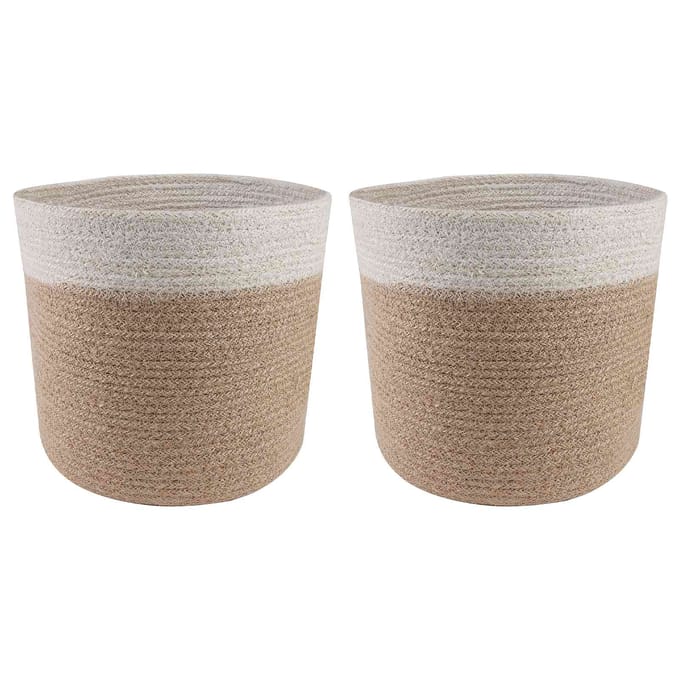vidaXL Plantenpot Set 2 st Natuurlijk en Wit Ø 21 x 21 cm