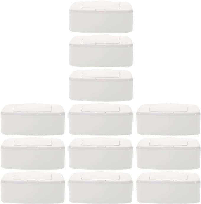 Babydoekjes Houder - Navulbare Doos - Doekjes Vers Houden - Lichtgewicht Compact - 4 Sets - Wit