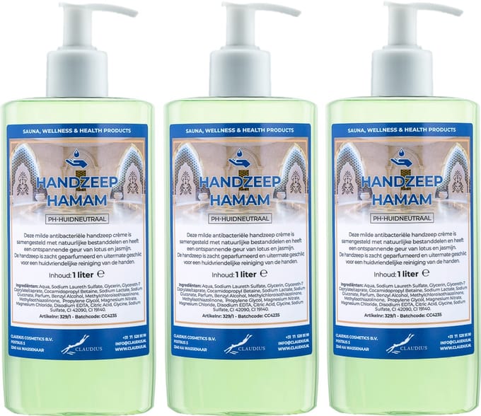 Handzeep Hamam 500 ml - set van 3 stuks - met gratis pomp - Voordeelverpakking