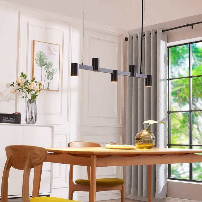 Arcchio hanglamp Brinja, zwart, 120 cm, 5-lamps, GU10
