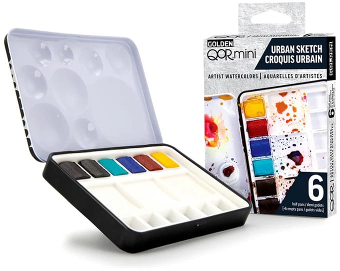 Golden QOR mini - Aquarelverf - Urban Sketch - 6 Napjes - Pocketbox