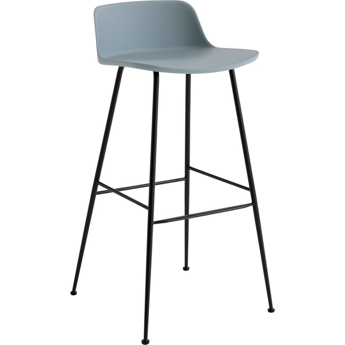 &Tradition Rely Barstoel HW81 & HW86 - light blue - black - Hoogte 88,5 cm