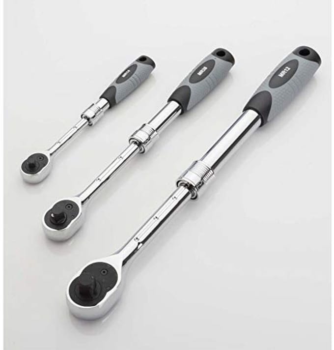 Uitbreidbare Ratchet Set - 3-delige set met 1/4, 1/2 en 3/8 inch ratels