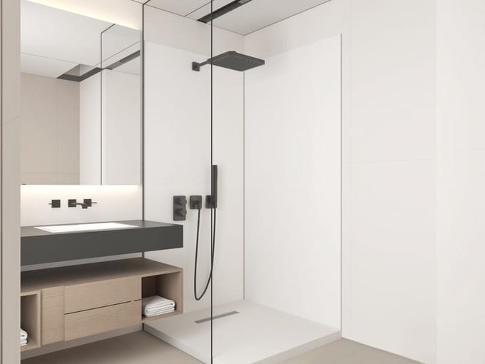 Vente-unique Set van twee douchewandpanelen inclusief profielen - 2 x L90 x H210 cm
