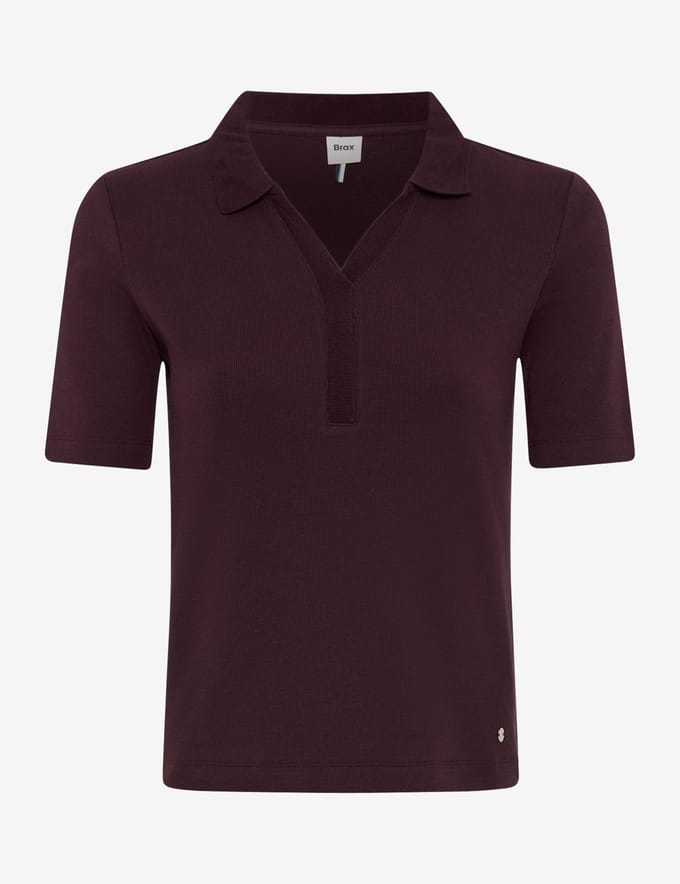 Brax Dames Poloshirt  Style CLEO S blackberry violet, donkerpaars, maat 40