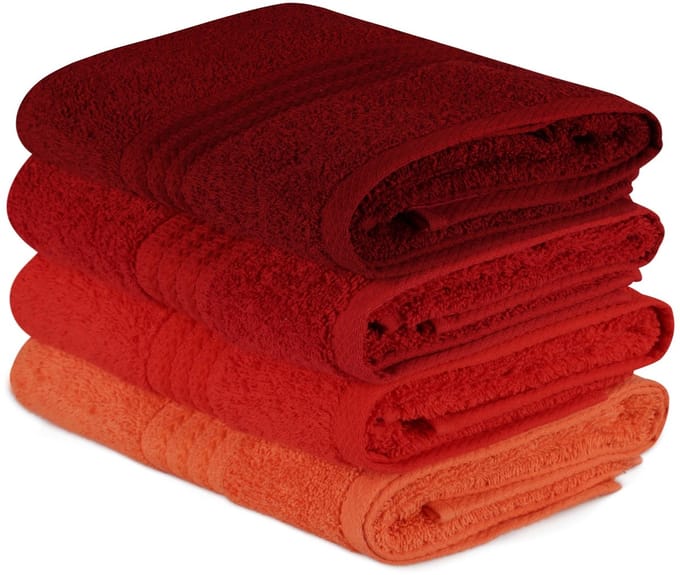 Ensemble de 4 serviettes a main - 50 x 90 cm - Orange