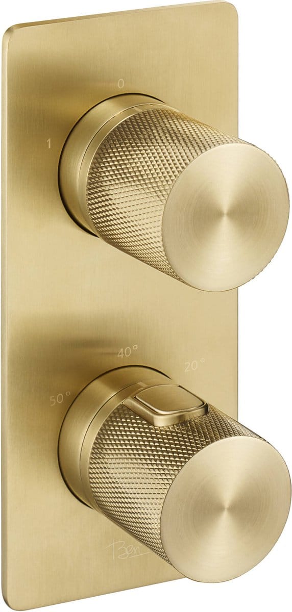 Ben Engraved Cross douchethermostaat afbouwdeel met omstelrichting geborsteld messing pvd-coating