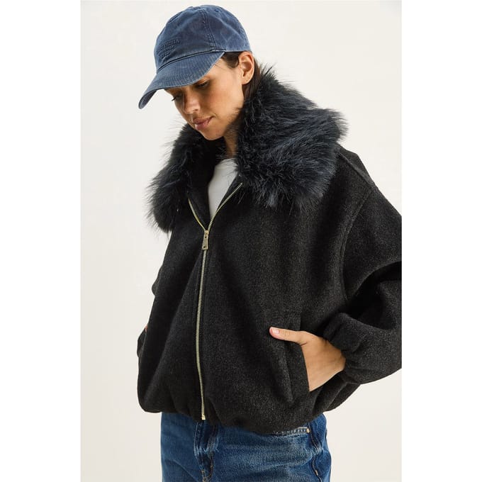 Oversized Ritsjack met Bontkraag