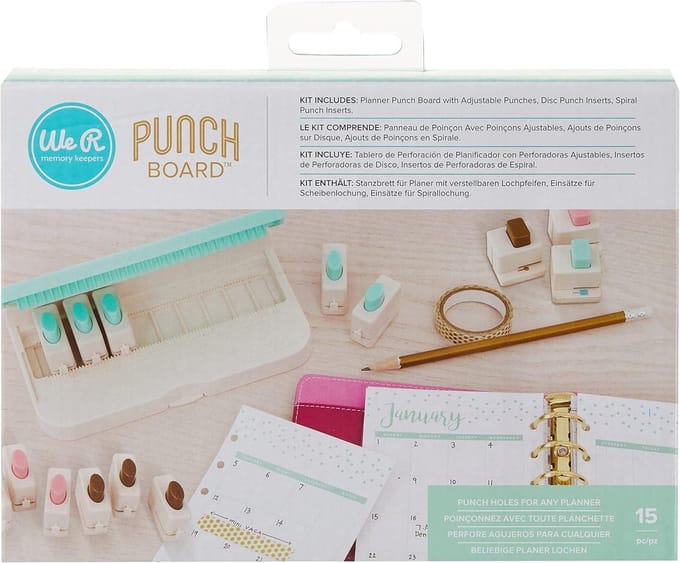 Bordbundel Punch Board & Punch Planner - Papier Meerkleurig - 15 stuks strong hole punch