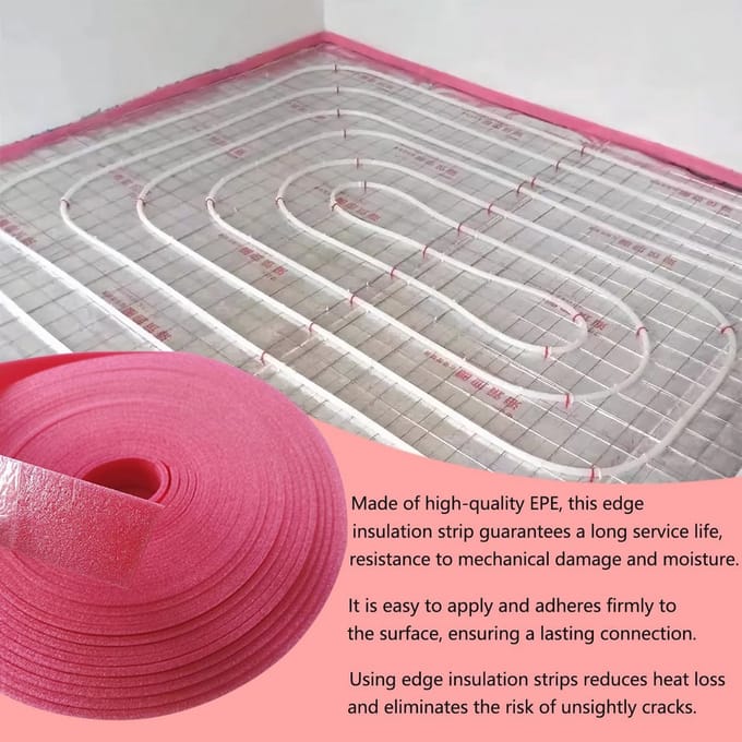 Zelfklevende Randisolatiestrips voor Vloerverwarming - 5 cm x 5 mm x 20 m