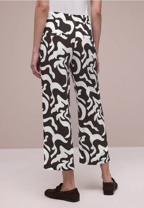 High Waist broek met Wide Legs en print
