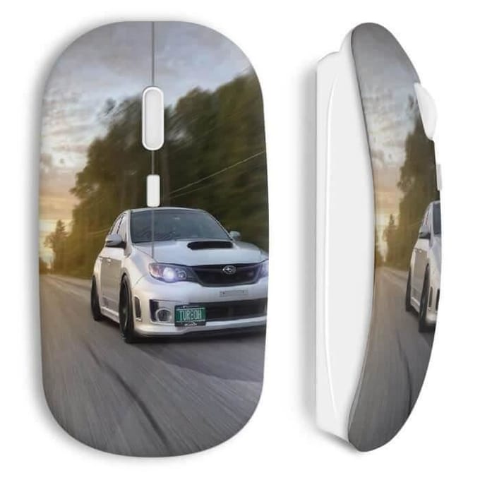 Souris sans fil - MANIACASE - Racing Turbo - Clé USB wifi incluse - Compatible Mac et PC - Blanc