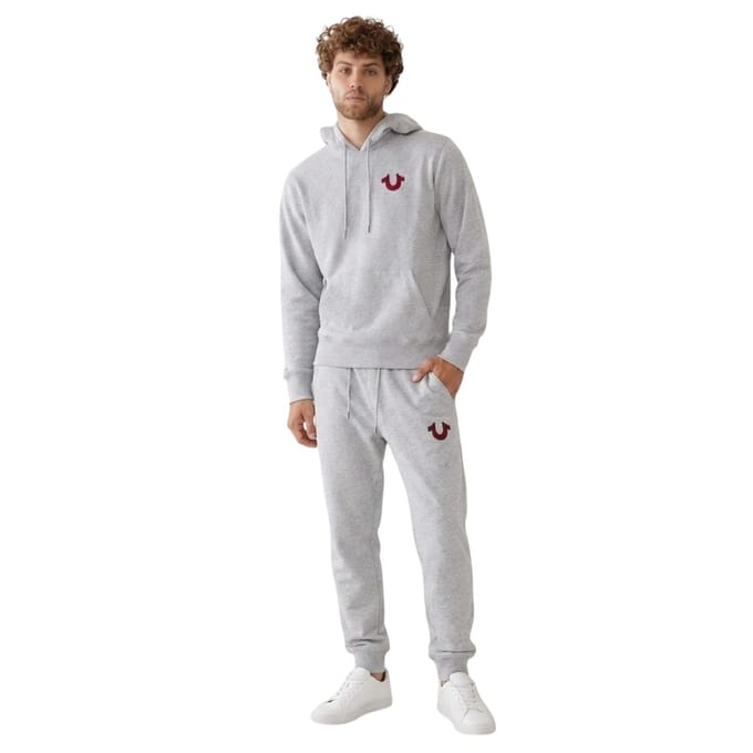 True Religion Heren Pullover Hoodie (Heide Grijs)