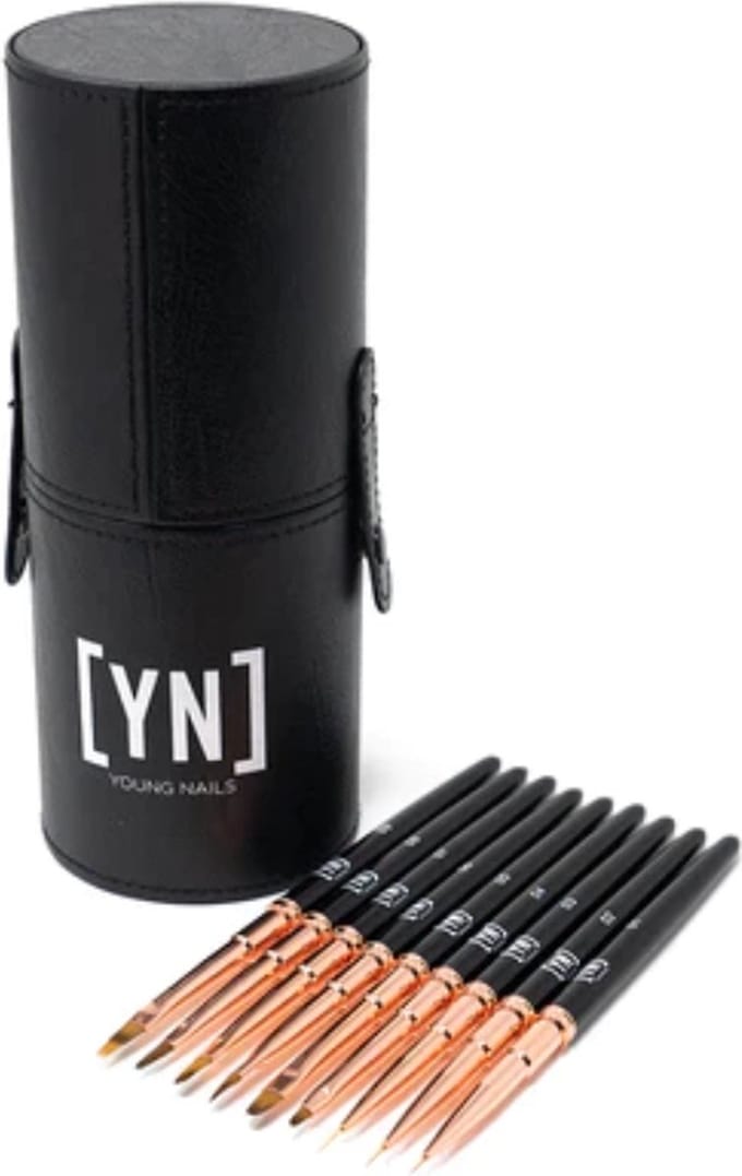 Young Nails Rosé Gold Nail Brush Set With Case