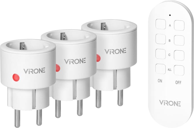 Basisset draadloos schakelen 3x mini ontvangers plus afstandbediening Wit