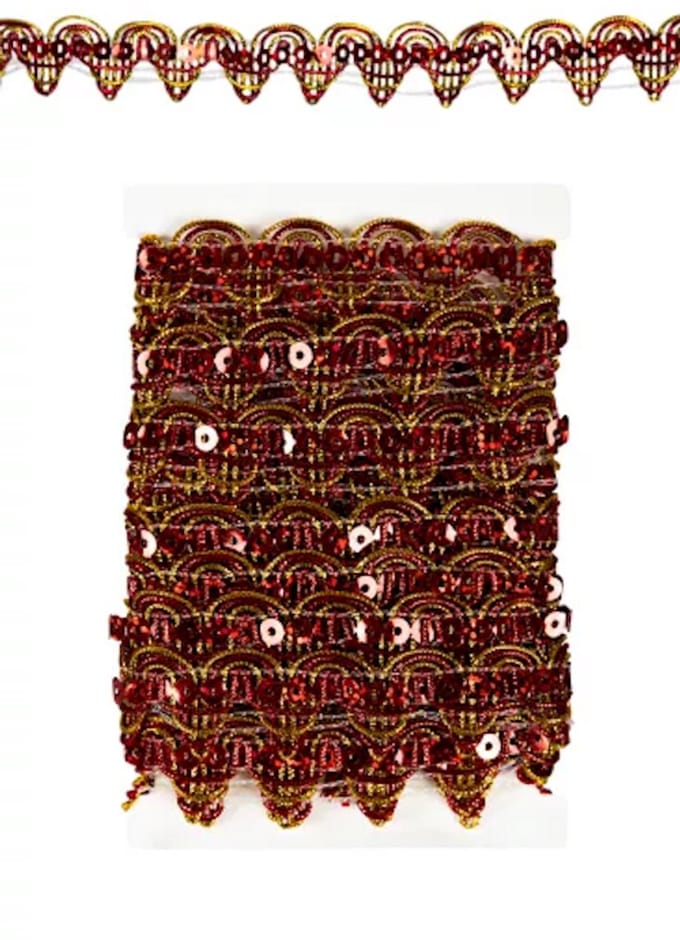 Paillettenband Golvend Decoratie Rood - Galon - 3 meter
