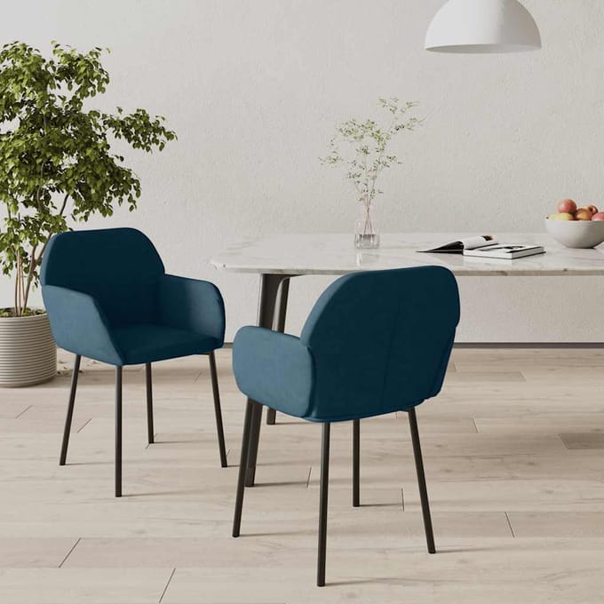 vidaXL - Eetkamerstoelen - 2 - st - fluweel - blauw