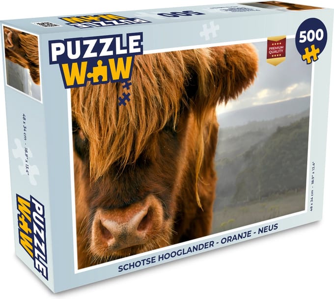 Puzzel Schotse Hooglander - Oranje - Neus - Legpuzzel - Puzzel 500 stukjes