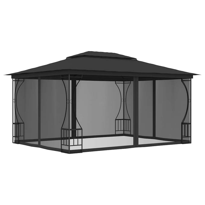 vidaXL - Prieel - met - netten - 300x400x265 - cm - antracietkleurig