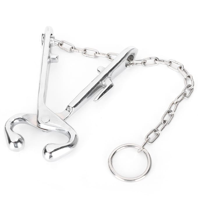 Koe-neustang RVS vee-neusringtang met ketting Cattle Traction Clamp gray