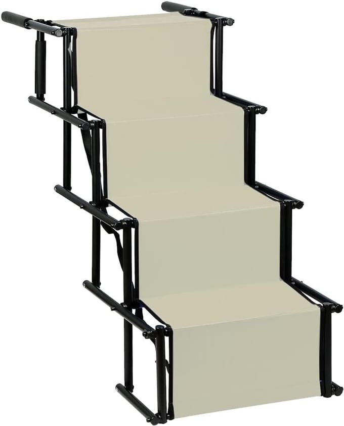 Hondenloopplank - Hondenhelling - Veilig Instappen - Inklapbaar Ontwerp - Tot 75kg - Beige