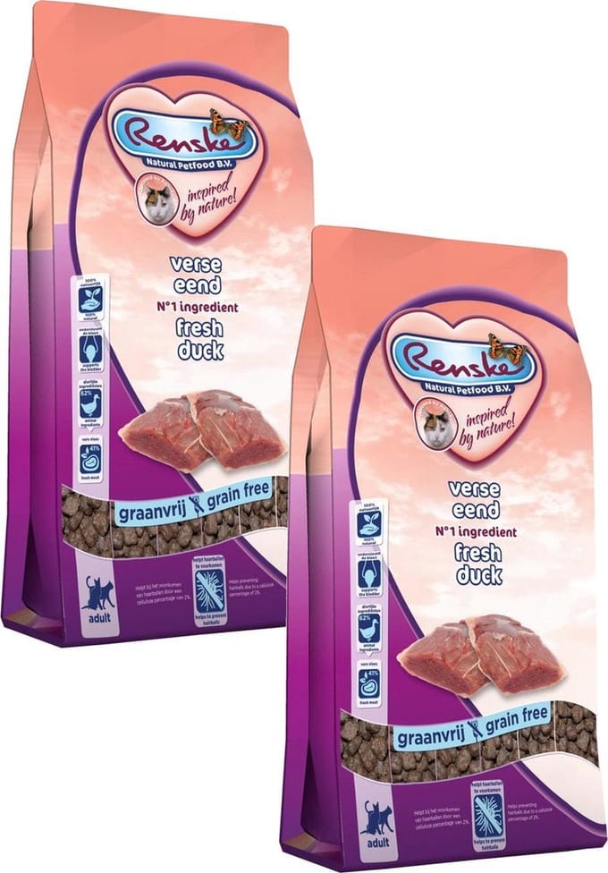 Renske Kat Adult Verse Eend - Kattenvoer - 2 x 6 kg