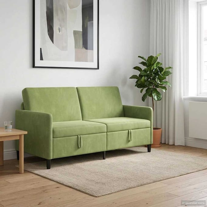 vidaXL - Sofa - met - Opbergruimte - Lichtgroen - 172 - x - 78 - x - 87 - cm - Polyester