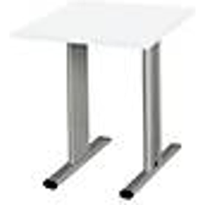 Schäfer Shop  Select Planova vergadertafel, vierkant, 800 x 800 mm, wit, accentlijsten blank alu