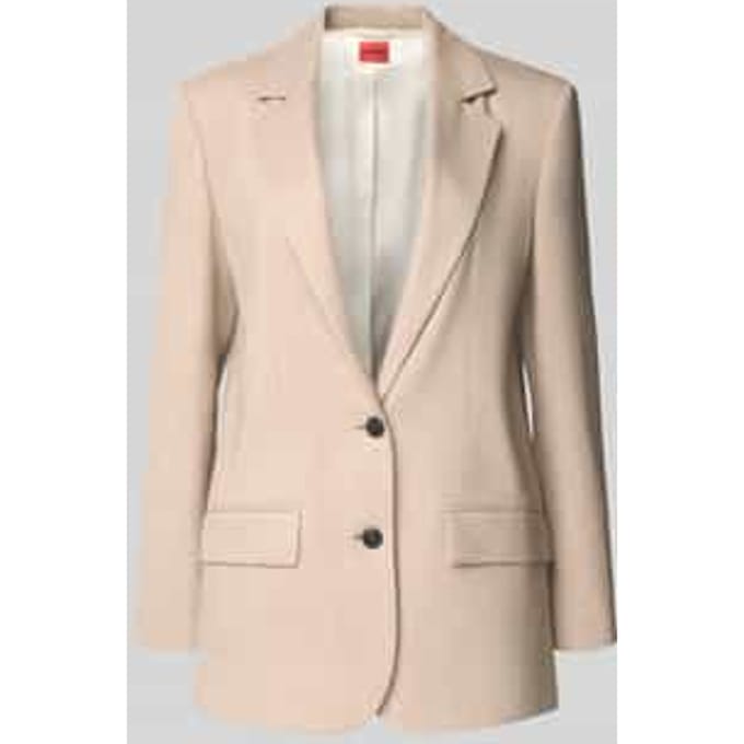relaxed fit lange blazer van viscosemix met linnen-aandeel model 'ANETALI'