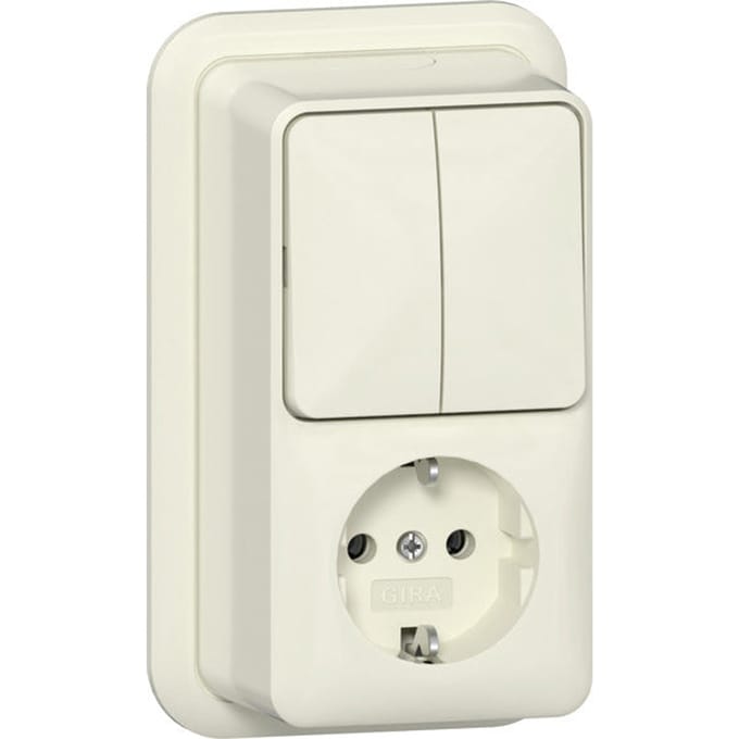 Gira Verticale Serie Schakelaar Met Schuko Stopcontact 16A 250V - 417510 - E3ZQM