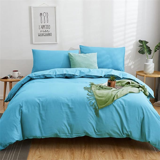 Pima Katoen Effen Turquoise Dekbedovertrek Set King Queen Double Full Twin Eenpersoons Maat Beddengoed Set 160x210cm