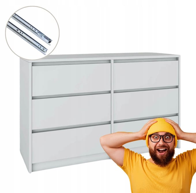 Fernika - Kommode met 6 Lades - Lichtgrijs - 120x75,2x43cm