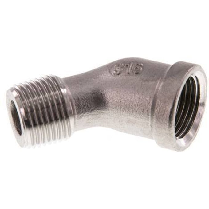 Rp 3/8'' x R 3/8'' F/M RVS L-Fitting 45graden 16 Bar