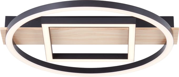 Brilliant Maureen - Plafondlamp - LED 24W - 3000K - Zwart - Hout
