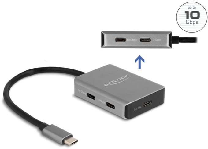 Delock USB 10 Gbps 4 Port USB Type-C™ Hub with USB Type-C™ connector